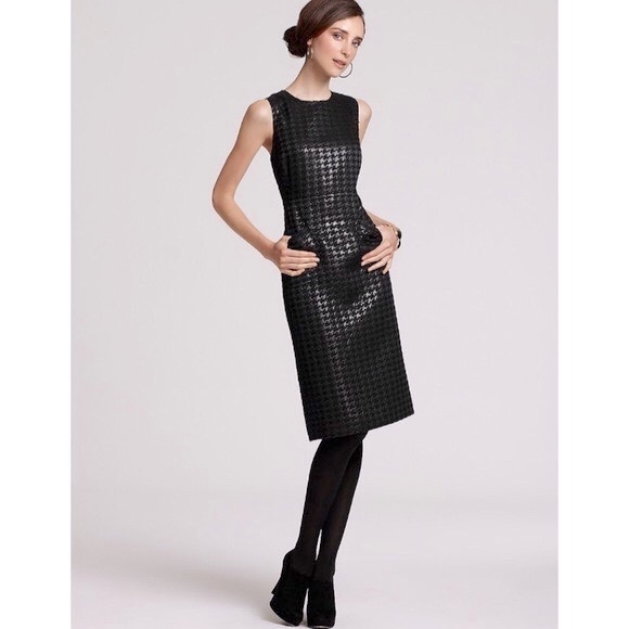 Tory Burch Fletcher Dress Black Houndstooth Metallic Blend Pockets Sz 0 - Picture 6 of 6